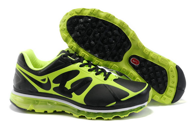 Nike Air Max 2012 Mens Leather Black Neon - Click Image to Close